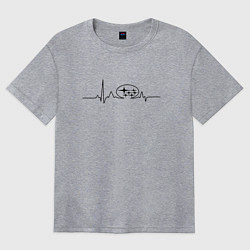 Женская футболка оверсайз Кардиограмма subaru чёрный