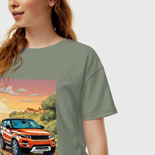 Женская футболка оверсайз Land rover evoque / Авокадо – фото 3