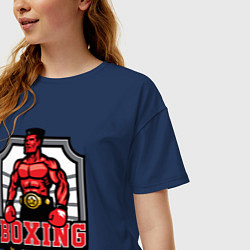 Футболка оверсайз женская Fignt club boxing, цвет: тёмно-синий — фото 2