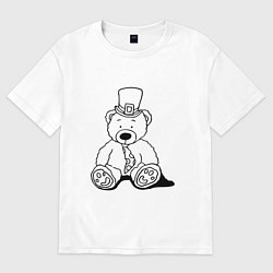 Футболка оверсайз женская Плюшевый мишка лепрекон - раскраска, цвет: белый