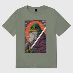 Женская футболка оверсайз Pepe samurai