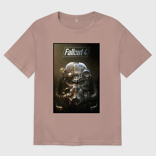 Женская футболка оверсайз Fallout armour poster / Пыльно-розовый – фото 1