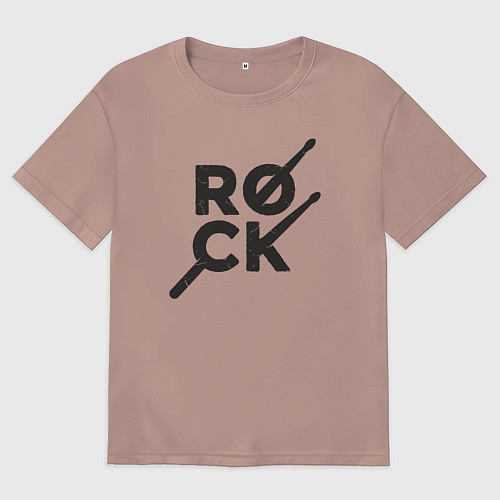 Женская футболка оверсайз Рок барабанщик / Пыльно-розовый – фото 1