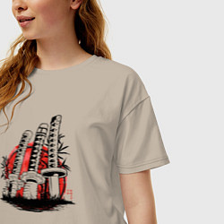 Футболка оверсайз женская Мечи Ророноа Зоро One Piece, цвет: миндальный — фото 2