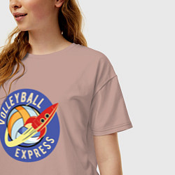 Футболка оверсайз женская Volleyball express, цвет: пыльно-розовый — фото 2