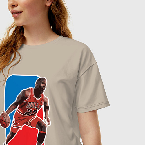 Женская футболка оверсайз Jordan play / Миндальный – фото 3
