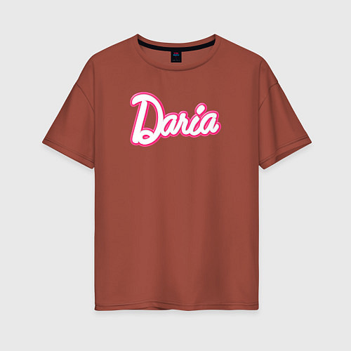 Женская футболка оверсайз Дарья в стиле Барби - объемный шрифт / Кирпичный – фото 1