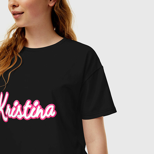 Женская футболка оверсайз Кристина в стиле барби / Черный – фото 3