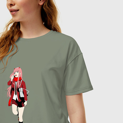 Женская футболка оверсайз Студентка Зеро Ту / Авокадо – фото 3