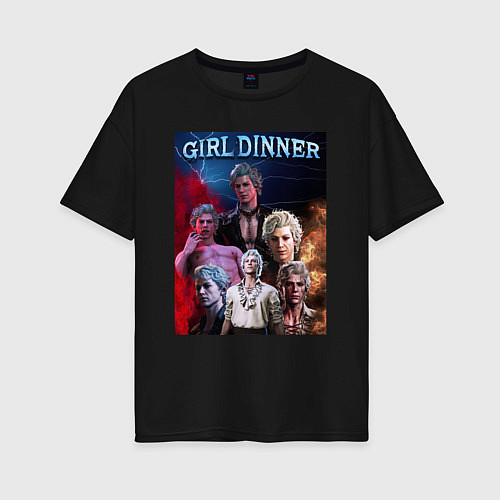 Женская футболка оверсайз Astarion Girl Dinner / Черный – фото 1
