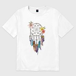 Женская футболка оверсайз Ловец снов с перьями