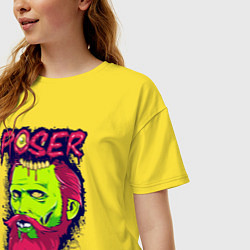 Футболка оверсайз женская Позер зомби хипстер с бородой, цвет: желтый — фото 2