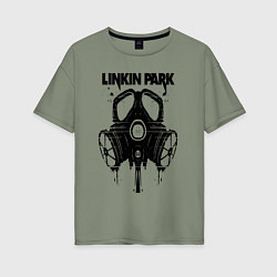Футболка оверсайз женская Linkin Park - gas mask, цвет: авокадо