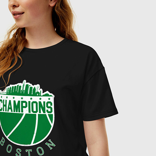 Женская футболка оверсайз Boston champions / Черный – фото 3