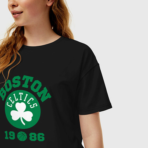 Женская футболка оверсайз Boston Celtics 1986 / Черный – фото 3