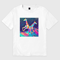 Футболка оверсайз женская Жирафы кубизм, цвет: белый