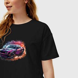 Футболка оверсайз женская Dodge challenger hellcat, цвет: черный — фото 2