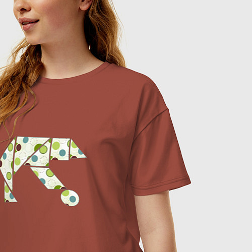 Женская футболка оверсайз Origami bear / Кирпичный – фото 3