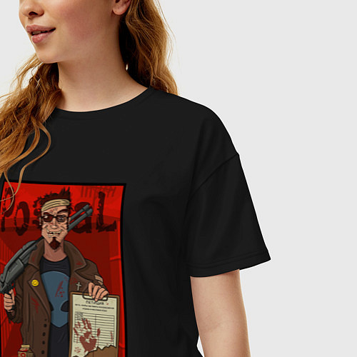 Женская футболка оверсайз Postal - petition / Черный – фото 3