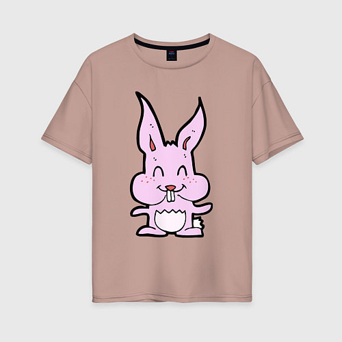 Женская футболка оверсайз Счастливый кролик / Пыльно-розовый – фото 1