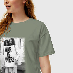 Футболка оверсайз женская Джон и Йоко, цвет: авокадо — фото 2