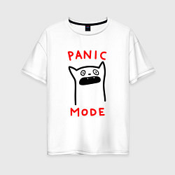 Футболка оверсайз женская Panic mode - котик, цвет: белый