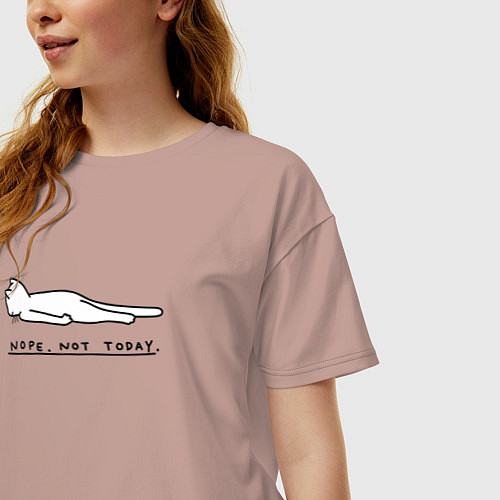 Женская футболка оверсайз Нет не сегодня - котик / Пыльно-розовый – фото 3