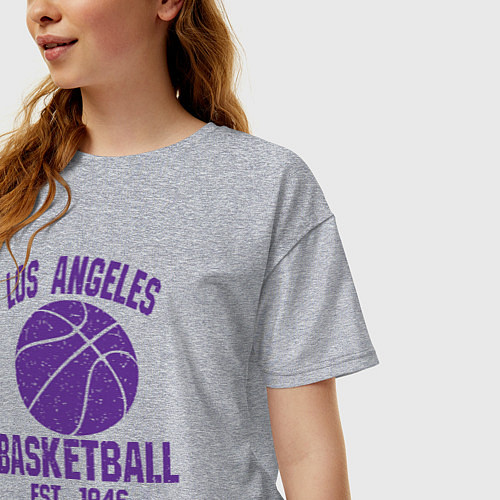 Женская футболка оверсайз Basketball Los Angeles / Меланж – фото 3
