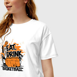 Футболка оверсайз женская Есть пить спать баскетбол, цвет: белый — фото 2