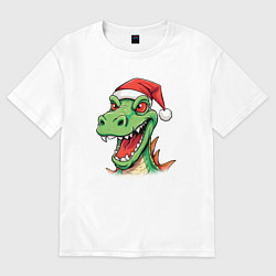 Футболка оверсайз женская Новогодний малыш-дракон, цвет: белый