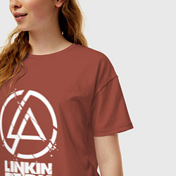 Футболка оверсайз женская Linkin Park - white, цвет: кирпичный — фото 2