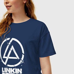 Футболка оверсайз женская Linkin Park - white, цвет: тёмно-синий — фото 2