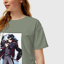 Футболка оверсайз женская Ризли Геншин импакт, цвет: авокадо — фото 2