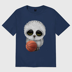 Футболка оверсайз женская Сова баскетболист, цвет: тёмно-синий