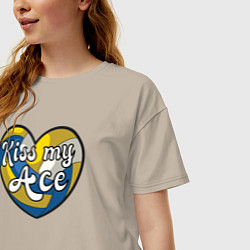 Футболка оверсайз женская Kiss my ace ball, цвет: миндальный — фото 2