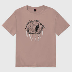 Футболка оверсайз женская Bird dream catcher, цвет: пыльно-розовый