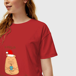 Футболка оверсайз женская Капибара няша: а ты сомневался, цвет: красный — фото 2