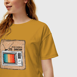 Футболка оверсайз женская Старый телевизор, цвет: горчичный — фото 2