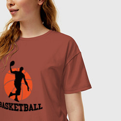 Футболка оверсайз женская Баскетбольный стиль, цвет: кирпичный — фото 2