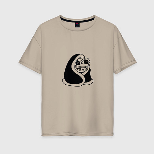 Женская футболка оверсайз Лягушонок в одеяле / Миндальный – фото 1