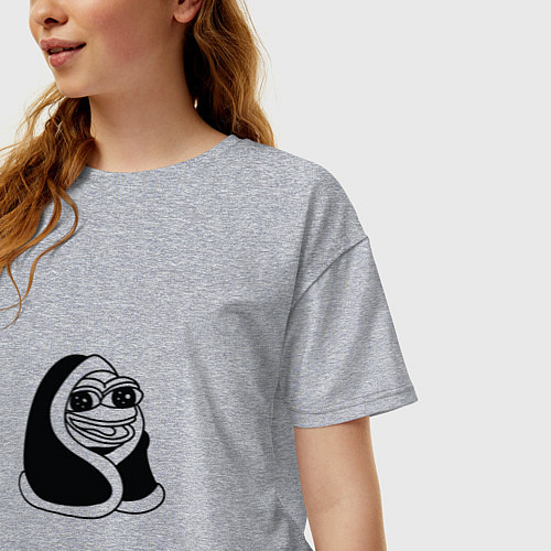 Женская футболка оверсайз Лягушонок в одеяле / Меланж – фото 3