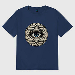 Футболка оверсайз женская Шри-янтра око, цвет: тёмно-синий