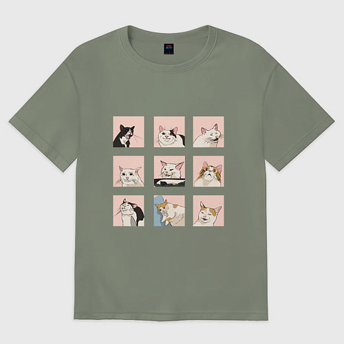 Женская футболка оверсайз Мемные коты / Авокадо – фото 1