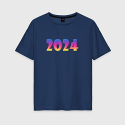 Футболка оверсайз женская 2024, цвет: тёмно-синий