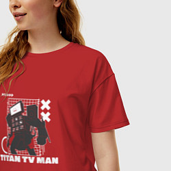 Футболка оверсайз женская Titan TV Man, цвет: красный — фото 2