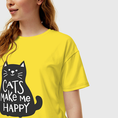 Женская футболка оверсайз Котики делают меня счастливым / Желтый – фото 3