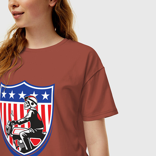 Женская футболка оверсайз Американский байкер / Кирпичный – фото 3