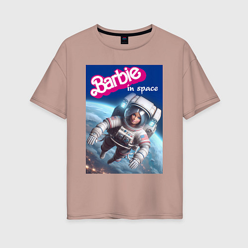 Женская футболка оверсайз Barbie in space - ai art / Пыльно-розовый – фото 1