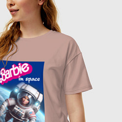 Футболка оверсайз женская Barbie in space - ai art, цвет: пыльно-розовый — фото 2