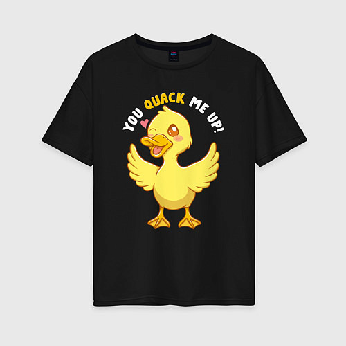 Женская футболка оверсайз Duck quack / Черный – фото 1
